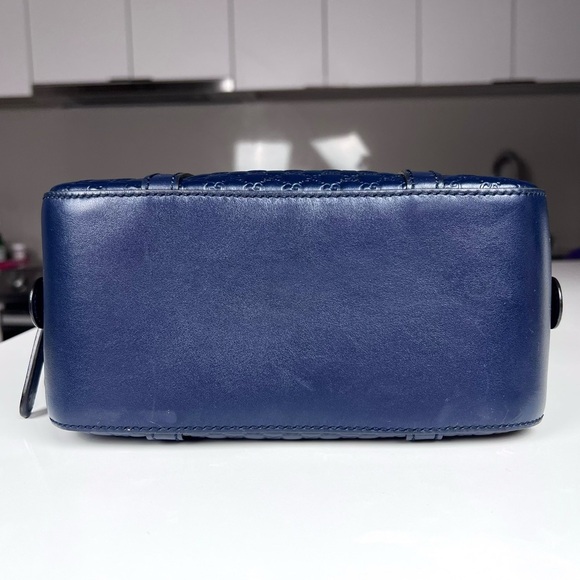 Gucci MicroGuccisima Navy Blue Satchel Bag - Picture 8 of 13
